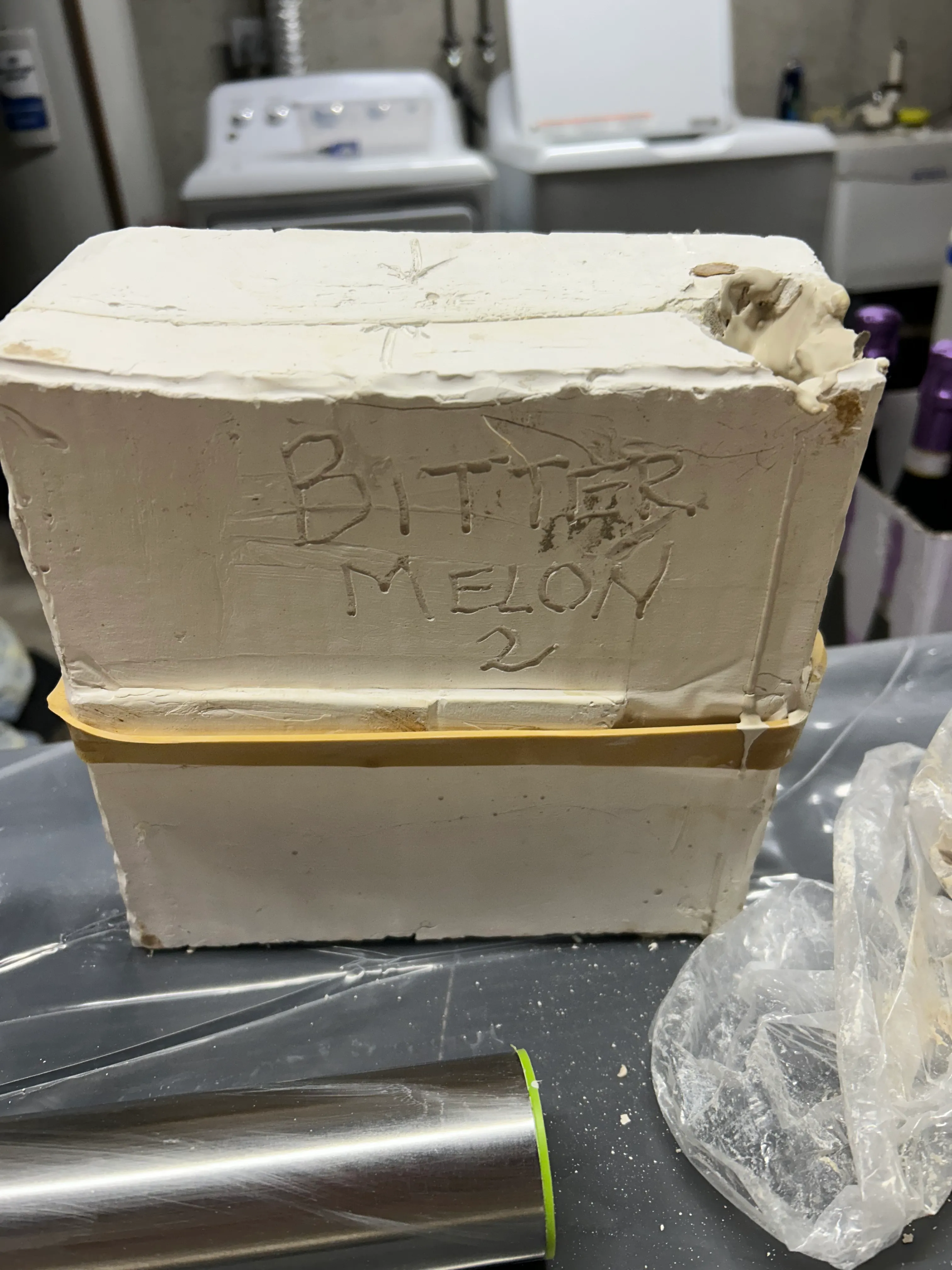 Bitter melon molds with porcelain slip inside