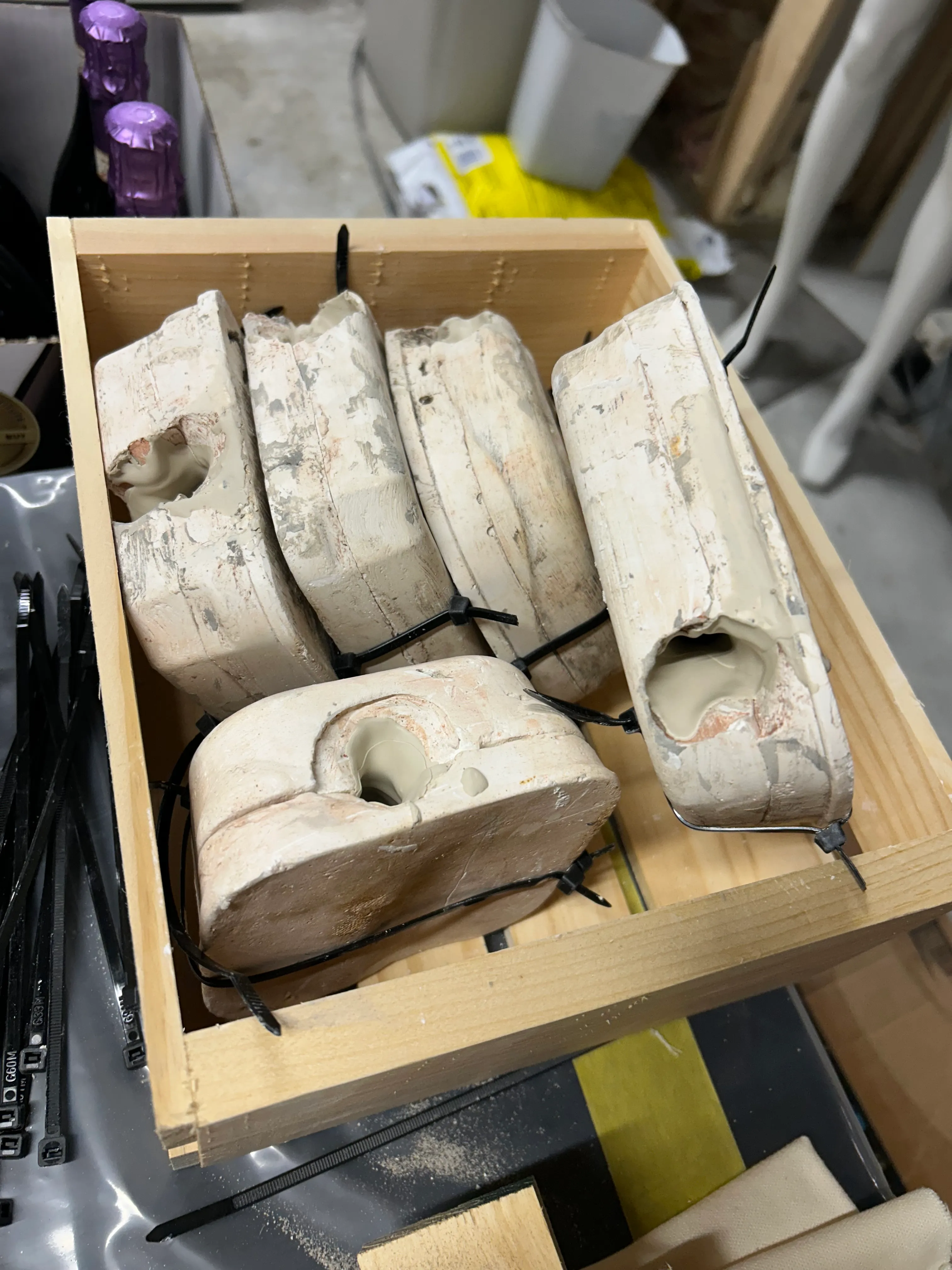 Milkweed molds with porcelain slip inside